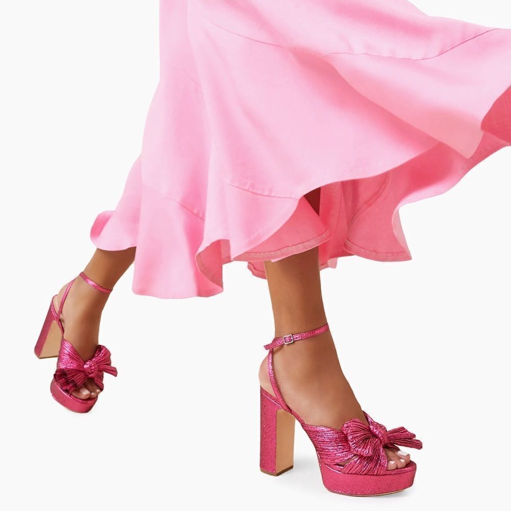 Loeffler Randall  Natalia Pleated Bow Platform Sandals size 11